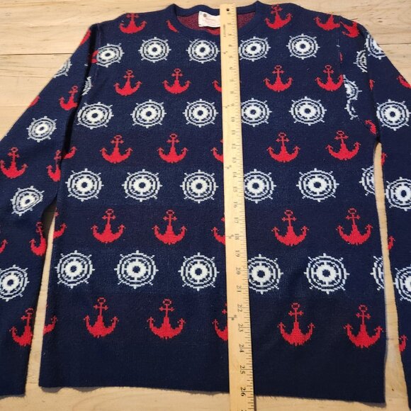 Vintage Royal Jeff Sweater Lord Jeff Blue‎ Nautical Acrylic Knit Mens Medium EUC - Picture 9 of 9